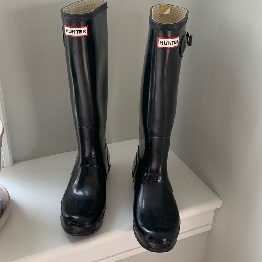 Hunter Original Gloss Tall black Boots size 9